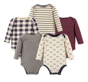 Hudson Baby Infant Boy Cotton Long-Sleeve Bodysuits 5pk, Boy Basic, 0-3 Months - Picture 1 of 10