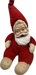 Vtg 1950s Rushton Co Red White Black Suit Santa Claus Rubber Face Doll 17" RARE - Picture 1 of 13