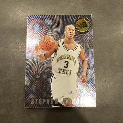 Tarjeta de novato de la NBA Stephen Marbury, 1996 Press Pass NBA, Pandemonium Insert pm9 Foto 1 de 4