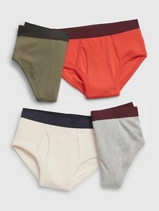 GAP KIDS BOY ORGANIC COTTON BRIEFS UNDERWEAR PACK 4 SIZE SOLID L 10 LARGE NEW - Picture 1 of 2