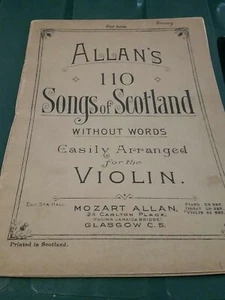 Allans 110 Songs Of Scotland  Without Words vintage writing and stains on front - Picture 1 of 11