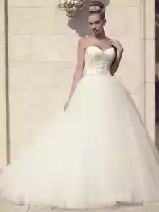 Casablanca Bridal Ivory Silver Embellished Strapless Wedding Gown Size 12 $1800 - Picture 1 of 5