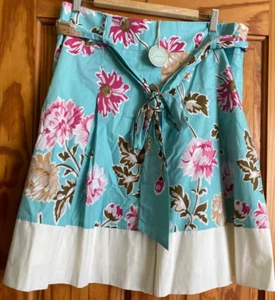 Joules Ladies Blue Floral Fully Lined Cotton Skirt Size 18 Brand New With Tag - Picture 1 of 6