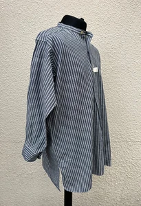 Vtg 1940's French Workwear Cotton Twill Striped Collarless Smock Shirt 3XL-NOS - Picture 1 of 7