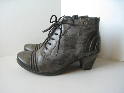 Remonte Womens 39 US 8 Ankle Boots Silver Gray Lined Side Zip Up Block Heel - Imagem 1 de 4