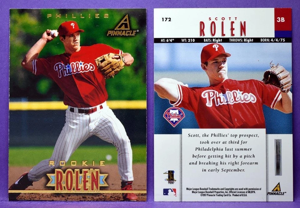 Scott Rolen Philadelphia Phillies 1997 New Pinnacle Baseball Rookie #172 - Image 1 of 1