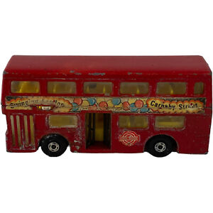 Vintage 1972 Matchbox The Londoner K-15 Red Double Decker Bus "Carnaby St" Works