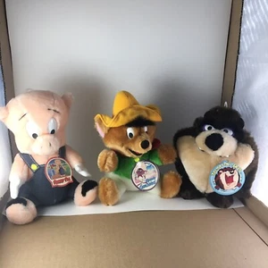 Looney Tunes Vtg lot Speedy Gonzales Tasmanian Devil Porky Pig Plush NWT 1993 - Picture 1 of 9