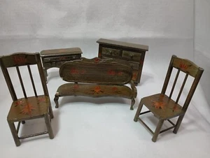 Russ Berrie & Co.  Bears Wood Dollhouse wood Furnitures Set of 5 - Picture 1 of 12