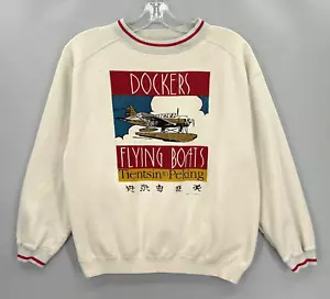 Vintage Sweatshirt Men Medium Crew Chinese Ringer Levis Dockers Flying Boats 80s - Picture 1 of 15
