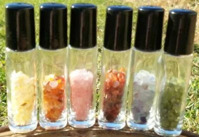 Roller Bottle Choose Gemstone Chip Bottle Nugget Jewelry Gem Chakra Perfume Gift - Image 1 of 4