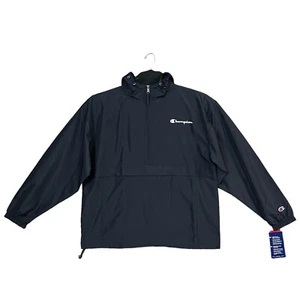 Champion Mens Womens Water Resistant Jacket Size L Navy Blue Waterproof Pullover - Picture 1 of 14