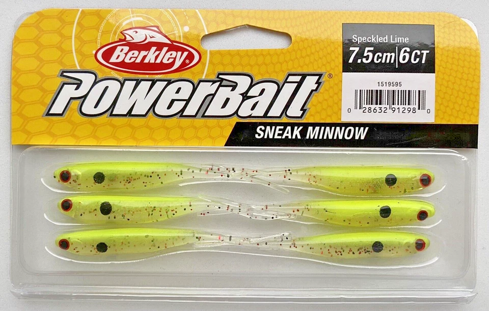 Berkley Powerbait Sneak Minnow 3" 7,5cm 6-Stück SPECKLED LIME No-Action Shad - Bild 1 von 1
