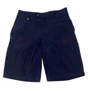 Golfino Mens Golf Resort Shorts Navy Dark Blue Waxy Flat Front Sz 31 Waist EUC - Picture 1 of 5
