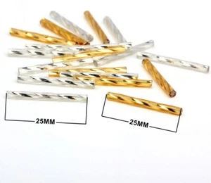 45g Twisted Tube Beads Gold Silver Color Metallic Bead DIY Jewelry Making Crafts - Picture 1 of 15