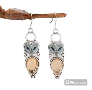 Pendientes colgantes Boutique diseño búho con incrustaciones plateadas para mujer 🇺🇸 - Imagen 1 de 6