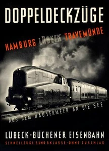 Vintage Illustrated Travel Poster CANVAS PRINT Hamburg Germany train 8"X 10" - Picture 1 of 1