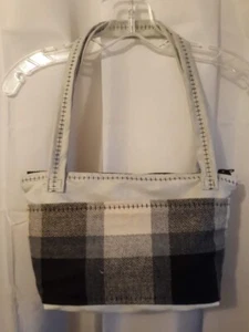 NEW Suede and Plaid Shoulder bag Purse Double handle Satchel Custom Stitching - Picture 1 of 9