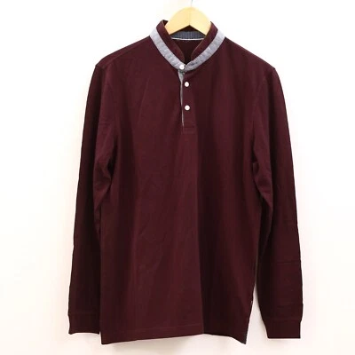 Camiseta polo lisa Napapijri para hombre púrpura manga larga algodón M nueva con etiquetas 255870 Foto 1 de 4