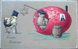 Easter 1911 Postcard, Star of David, Dressed Chicks, Judaica, Embossed Litho - Picture 1 of 1