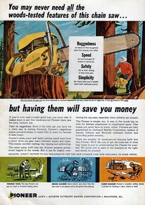 Pioneer RA 1957 motosierra anuncio original impreso en color - Imagen 1 de 1