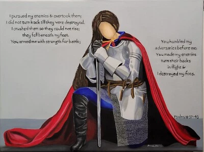 Destroy Foes Religious Woman Warrior Prophetic Art Print By Amanda Norman - Image 1 of 4