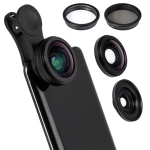Kit d'objectif appareil photo professionnel 4 en 1 clip pour iPhone Samsung Smartphone - Photo 1 sur 7