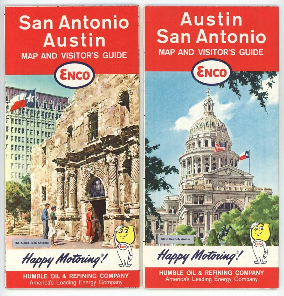 Vintage 1964 Austin & San Antonio, Texas Road Map – Humble Oil & Refining (Enco) - Image 1 of 1
