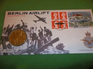 1999 ROYAL MAIL BERLIN AIRLIFT FDC AND MEDAL - Picture 1 of 3