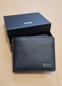 Hugo Boss Men’s Moneme Black Genuine Leather Wallet & Card Holder Gift Set - Picture 1 of 10