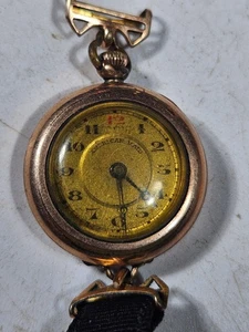 Orologio Vintage Waltham Premier Colonial A Donna Ciondolo Oro con Cinturino a Nastro - Foto 1 di 12