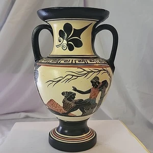 Handbemalte Vase Hergestellt in Griechenland 10,5" hoch, schwarz und hellbraun - Bild 1 von 10