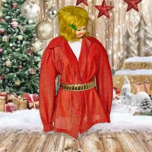 CAMISA DISCOTECA POLIÉSTER BRILLO ROJO CHAQUETA NAVIDAD BLUSA DE VACACIONES MOD MCM DE COLECCIÓN - Imagen 1 de 11