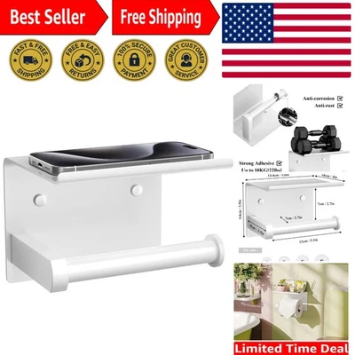 Elegante soporte de papel higiénico de acero inoxidable con estante para teléfono - Fácil instalación Foto 1 de 4