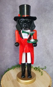 Black Hound Dog Christmas Nutcracker Dachshund Top Hat Holding Drink 14" NEW - Picture 1 of 9