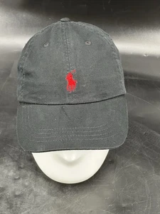 Gorra de béisbol Polo Ralph Lauren con tirantes negra roja logotipo de pony bordado usada en excelente estado - Imagen 1 de 7