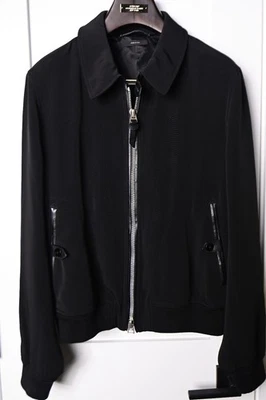 TOM FORD Chaqueta Bomber Negra Cuero Borde Blusa 50 IT - 40 R - Med/Grande Foto 1 de 4