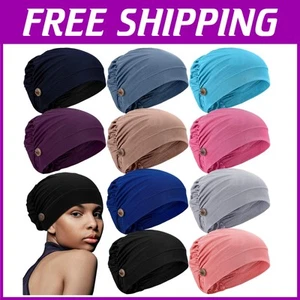 Soft Gourd-Shape Bouffant Hats with Ear Loop Buttons - 10 Multicolor Set - Picture 1 of 8