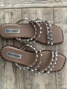 Steve Madden Studded Sandals Women’s Size 7.5 Square Toe - Picture 1 of 5