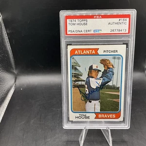 1974 Topps Tom House Signed Braves Card PSA DNA Auto Authentic - Foto 1 di 2