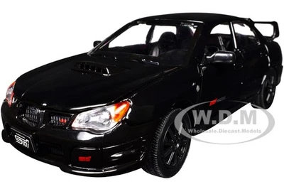SUBARU IMPREZA WRX STI BLACK 1/24 DIECAST MODEL CAR BY MOTORMAX 73330 - Image 1 of 4