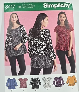 Simplicity 8417 Pullover Top with Sleeve Variations Pattern Misses 14-22 UNCUT - Picture 1 of 3