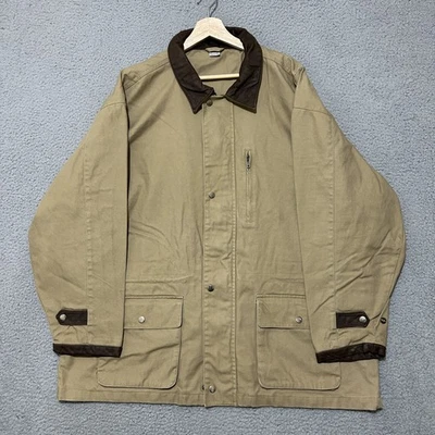 Field & Stream Jacket Mens 2XL Khaki Brown Cotton Canvas Leather Collar Field - Image 1 of 4