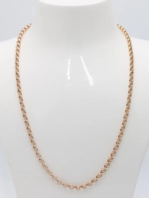 Vintage 9ct Light Rose Solid Gold Belcher Link Unisex Mens Necklace Chain 21" - Image 1 of 4
