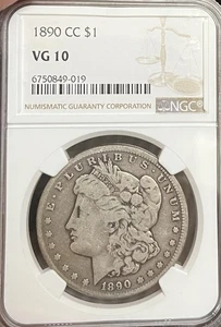 1890-CC NGC VG10 Morgan Silver Dollar - Picture 1 of 4
