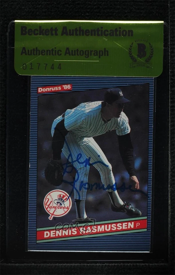 BAS 1986 Donruss Dennis Rasmussen #336 Beckett Auth Sticker Auto - Image 1 of 2