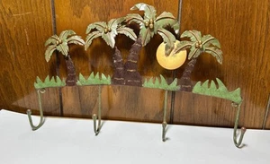 3D Metal Art Tropical Palm Trees Sunset Wall Hanging 4 Hooks 14 1/2”W X 9” - Picture 1 of 3