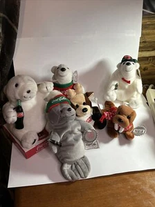 Vintage Coca Cola Plush Polar Bear 1997 New Old Stock w Tag holding soda bottle  - Picture 1 of 12