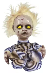 Creepy Doll Blonde Animated Scary Blonde Hair Kicking and Crying - Picture 1 of 1