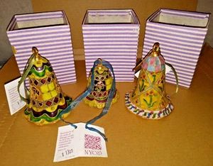 LOT 3 NYCO BELLS After Christmas SALE Ornament Cloisonne Enamel Art NEW In Box - Picture 1 of 10